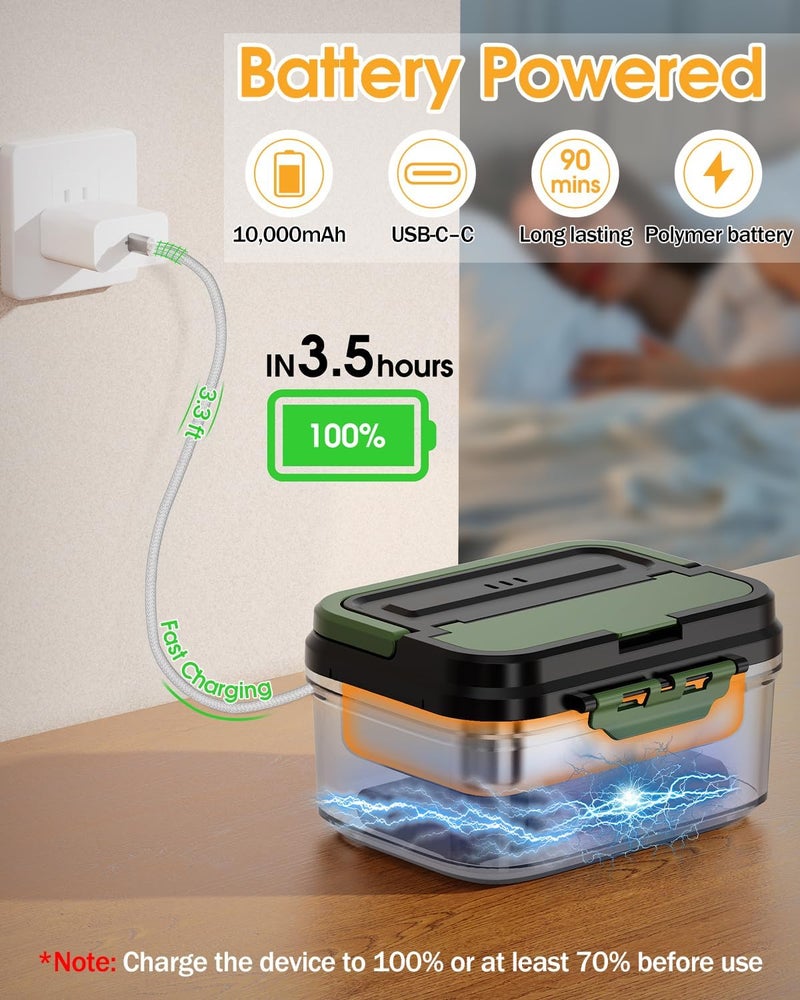 FERVINOW Cordless Electric Lunch Box for Adults – Battery-Powered Heated Lunch Box with 1.2L Stainless Steel Container, Timer Function, and Leak-Proof Food Warmer for Work, Travel & Office - Image 5